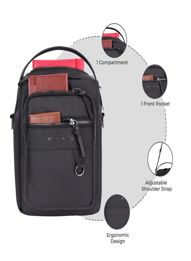 Gear Elite Faux Leather Water Resistant Sling Bag/Crossbody bag/Messenger Bag For men/women (Black) - Image 4
