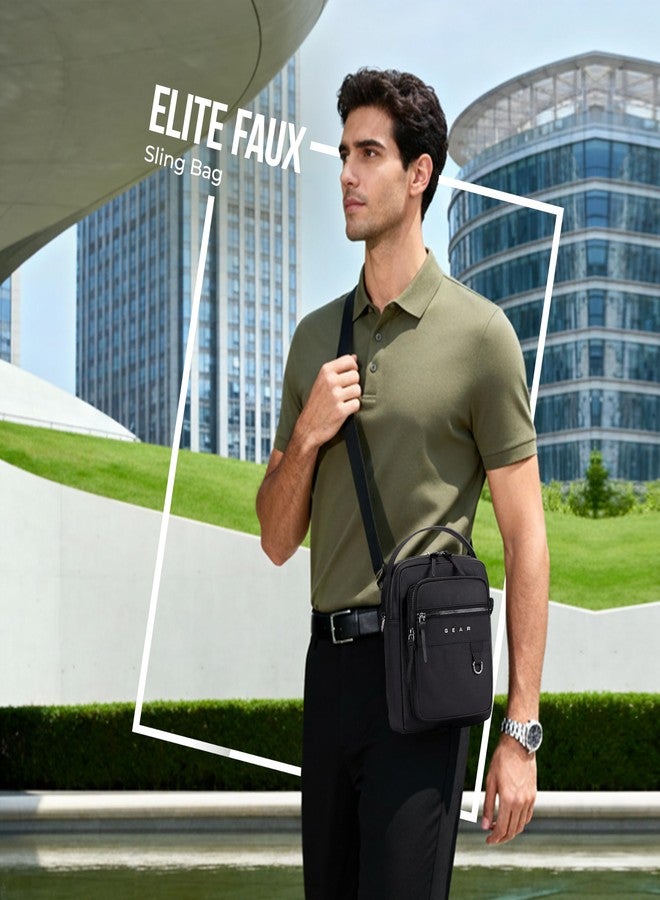 Gear Elite Faux Leather Water Resistant Sling Bag/Crossbody bag/Messenger Bag For men/women (Black) - Image 2