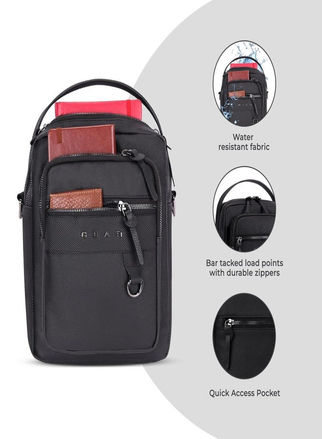 Gear Elite Faux Leather Water Resistant Sling Bag/Crossbody bag/Messenger Bag For men/women (Black) - Image 5