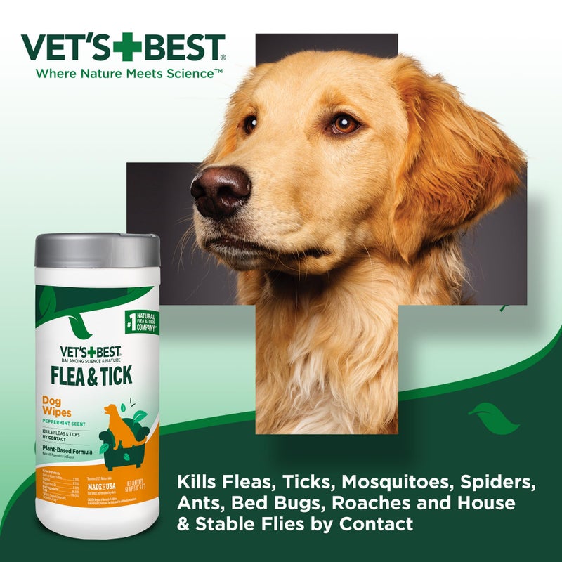 Vet's Best Natural Flea and Tick Wipes for Dogs â€“ Natural Plant-Based Wipes for Flea and Tick Prevention â€“ Certified Essential Oils â€“ Pest Control for Kennels and Home Use â€“ Made in USA â€“ 50 Count - Image 2