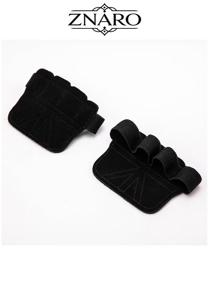 ZNARO Gym Gloves One Size Thickened Cowhide Unisex Fitness Gloves, Non-Slip Half Finger Wrist Guard Equipment, Horizontal Bar Exercise Anti-Callus Gloves Four Finger Gloves - Image 1