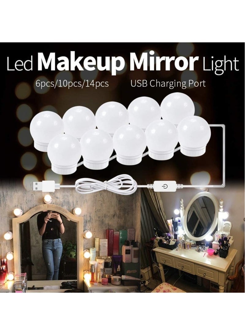 Gravity TheUrbanShop Makeup Light kit forMirror Dimmable 12 Watt LED Light Set of 10 Bulb Lights forVanity Mirror with 3 Color Modes & Brightness Adjustable(Square, Unframed, White, Dresser Mount)  - Image 5