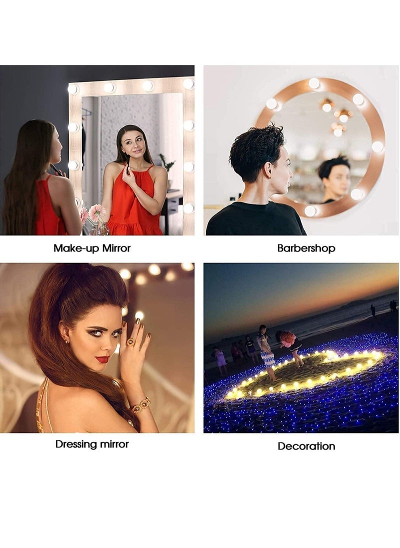 Gravity TheUrbanShop Makeup Light kit forMirror Dimmable 12 Watt LED Light Set of 10 Bulb Lights forVanity Mirror with 3 Color Modes & Brightness Adjustable(Square, Unframed, White, Dresser Mount)  - Image 3