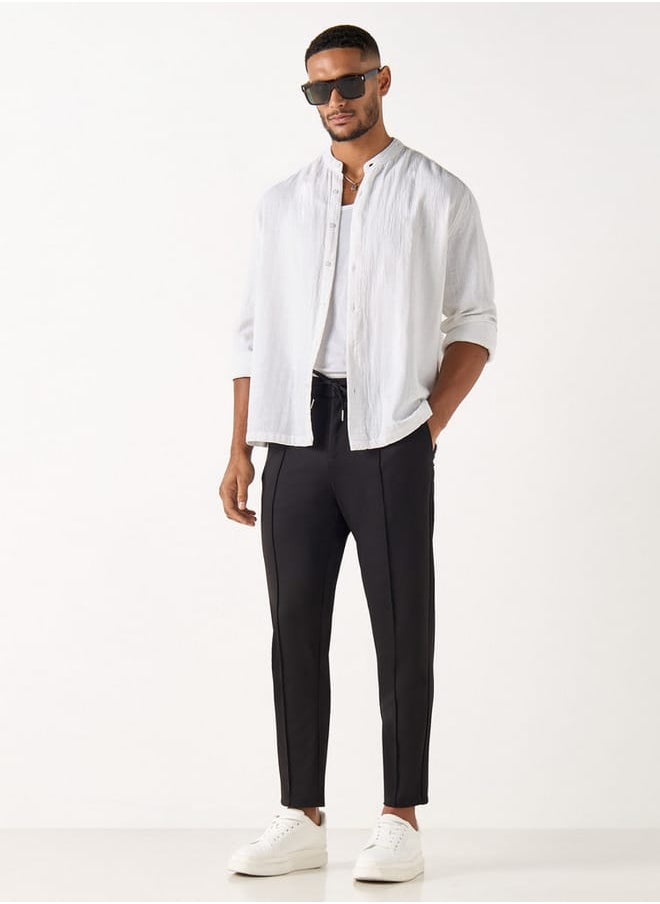Iconic Iconic Relaxed Fit Textured Mandarin Collar Shirt with Long Sleeves  - Image 2