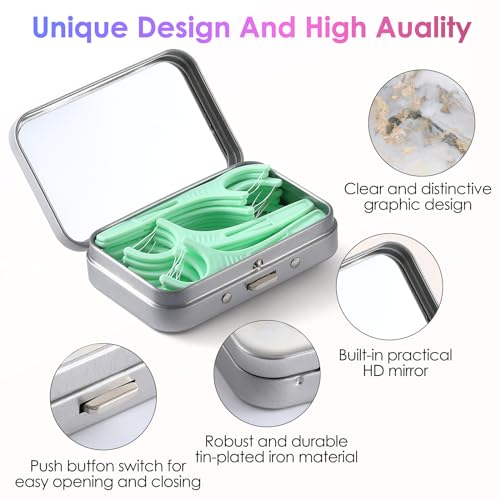 Gerkia Dental Floss Case, Portable & Lightweight, Perfect for Travel, Hotels, Dinners, Appointments. Light Grey Marble - Image 3