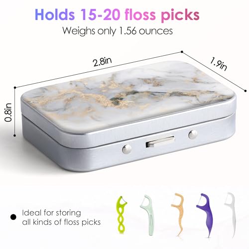 Gerkia Dental Floss Case, Portable & Lightweight, Perfect for Travel, Hotels, Dinners, Appointments. Light Grey Marble - Image 2
