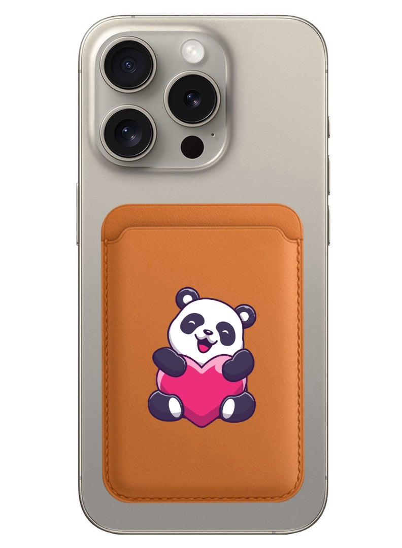 Theodor Magnetic Wallet, Compatible with MagSafe Wallet, for iPhone Wallet, for iPhone 16/15/14/13/12 Series, Not for iPhone 13/12 mini, 3 Card Holder, Vegan Leather, Brown - heart panda - Image 1