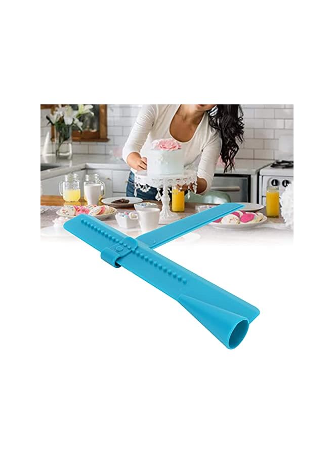 S-TOP Adjustable Cake Scraper Smoother Tool, Easy to Use Height Cream Polisher for Bakeware Decorate DIY Cake Pudding Chocolate Fruit Pie (Small blue) - Image 3