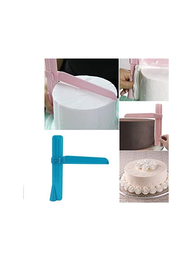 S-TOP Adjustable Cake Scraper Smoother Tool, Easy to Use Height Cream Polisher for Bakeware Decorate DIY Cake Pudding Chocolate Fruit Pie (Small blue) - Image 2