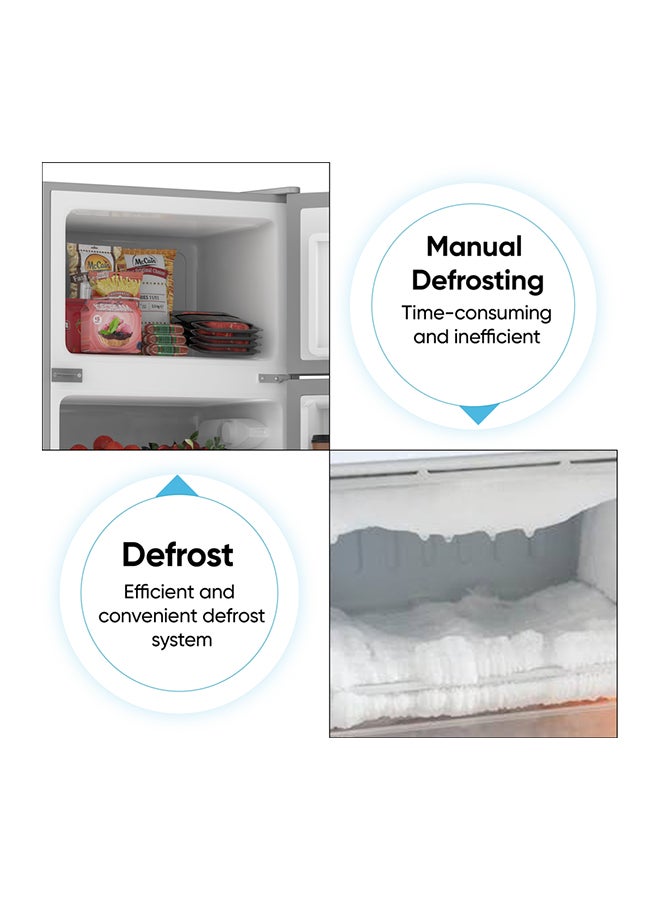 NIKAI 135L Gross / 88L Net, Small Double Door Mini Refrigerator With Vegetable Crisper And Adjustable Glass Shelves, Convenient Defrosting, Mini Fridge Ideal For Home, Kitchen, Bedroom, Office And Hotels 135 L 274 kW NRF135DDS Grey/Dark Silver - Image 4