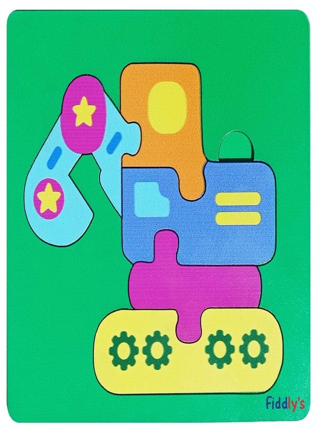 Fiddlys 3D Cute Cartoon Wooden Jigsaw Puzzles for Kids & Children Double Layered Wooden Puzzles with Bright Front & Back Print (Pack of 4 Baby Transport + Animal) - Image 5