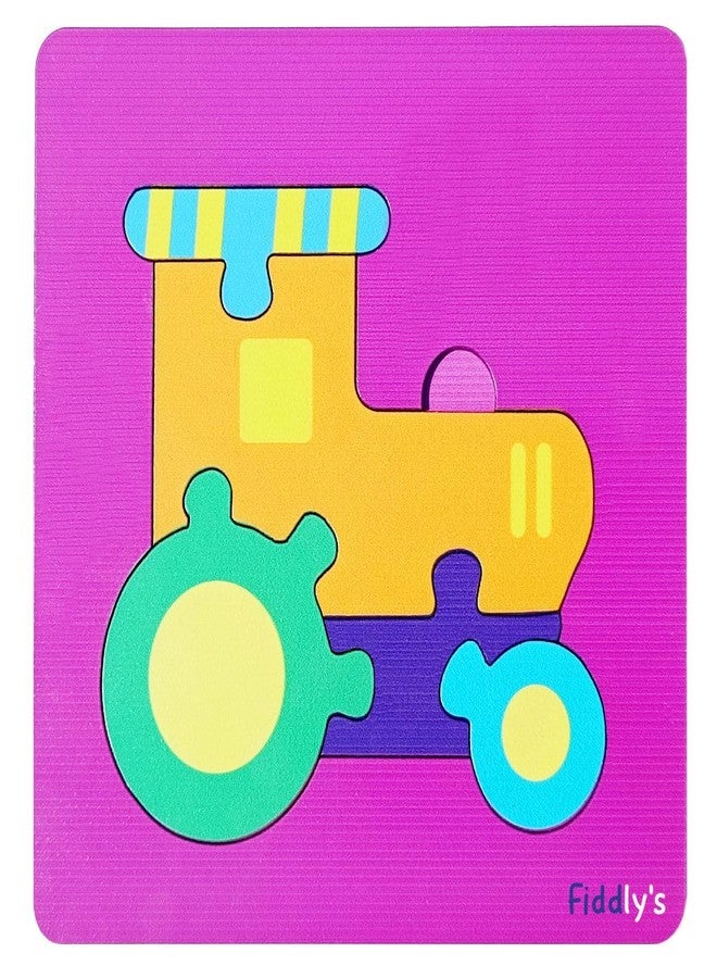 Fiddlys 3D Cute Cartoon Wooden Jigsaw Puzzles for Kids & Children Double Layered Wooden Puzzles with Bright Front & Back Print (Pack of 4 Baby Transport + Animal) - Image 4