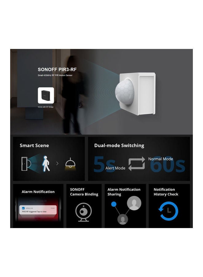 NIBEMINENT Small 433MHz RF PIR Motion Sensor White  - Image 5