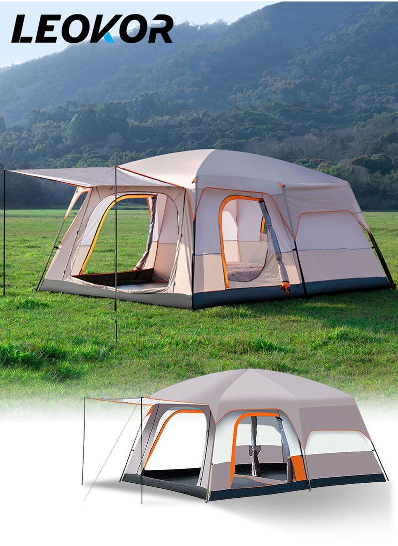 LEOKOR Camping Tent, 4-6 Person Family Cabin Tent, 210T Encrypted Polyester + High - Density Mesh Yarn, Portable Sunproof and Rainproof Outdoor Outdoor Tent, UPF 50+ UV Protection Wind Resistant Tent, Picnic, Camping, Family Gathering, Cloud and mist dust  - Image 1