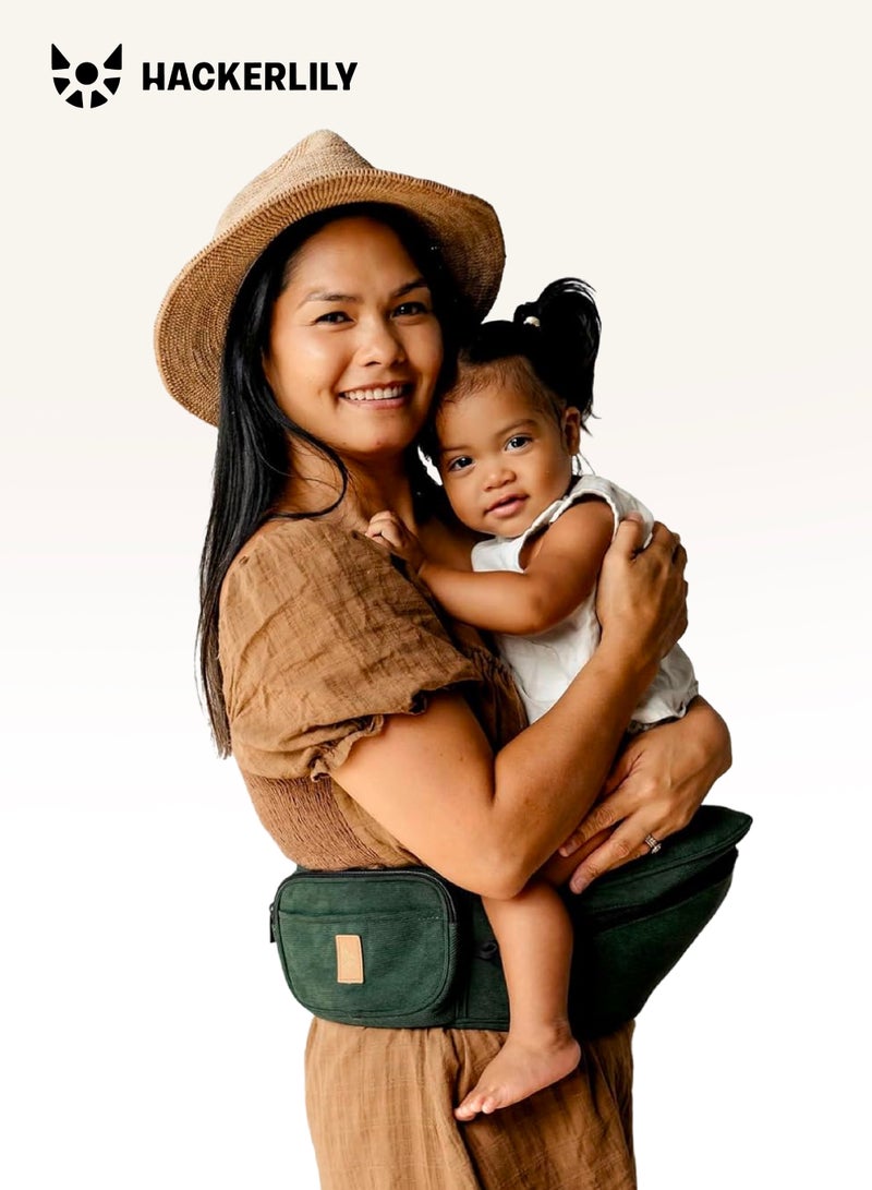 Hackerlily Ergonomic Hip Seat Baby Carrier | Strap-Free Hipseat with Storage & Bottle Holder | Non-Slip Seat | Vegan Leather | For Babies & Toddlers | 30×18×15 CM - Image 2