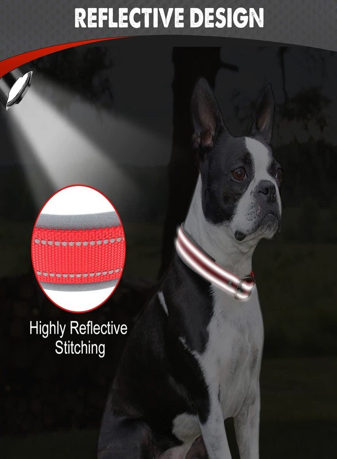 Joytale Dog Collar for Medium Dogs, Neoprene Padded and Adjustable, Reflective Wide Heavy Duty Pet Collars with Durable Metal Belt Buckle for Walking, Red, M - Image 4