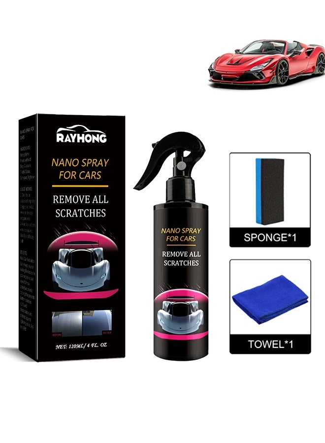 رايهونغ بخاخ سيارة، بخاخ نانو لإصلاح خدوش السيارات، بخاخات طلاء سيراميك علوية للسيارات، طلاء كريستال نانو، إصلاح سريع للخدوش، لمسة نهائية شديدة اللمعان، منظف بدون ماء (قطعة واحدة) - Image 1