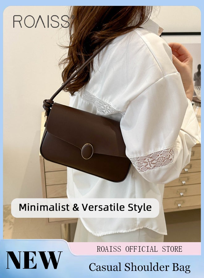 roaiss Stylish Retro Square Shoulder Bag for Women Trendy Minimalist Versatile Underarm Bag Ladies Girls Trendy Handbag Baguette Purse with Spacious Capacity and Hardware Buckle  - Image 1