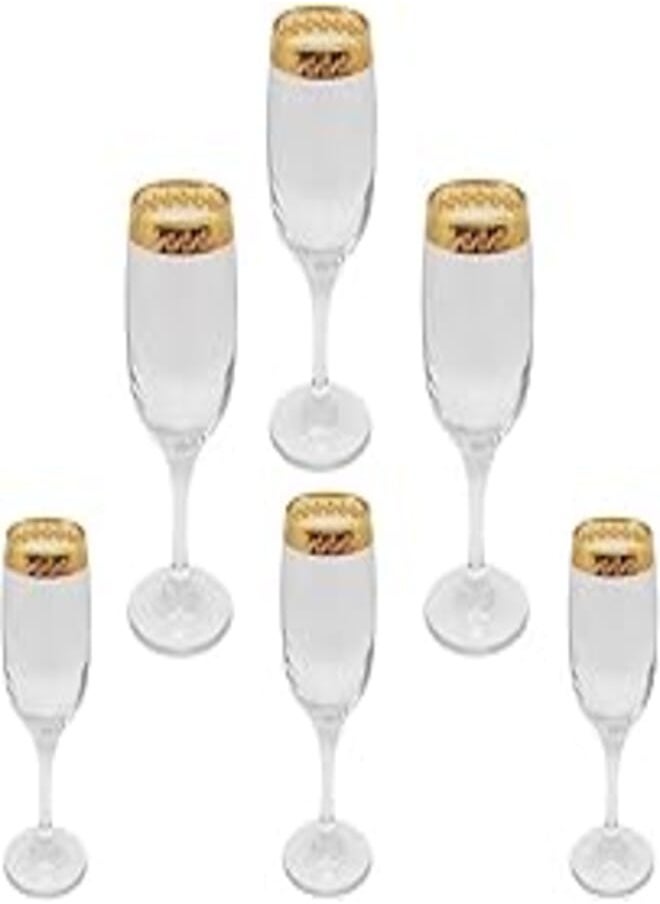 segaey Segaey ALEXANDER Greek Flut/Golden Rim 143051/ Elegant design, Trusted Brand, Attractive shape of Sparkling drink, Smoothies, Juices, Cocktails/High Quality Materials 