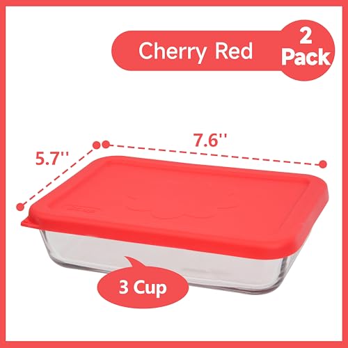 LUVCOSY 3 Cup Rectangle Silicone Lids Replacement for Anchor Hocking Glass Bowls (Container not Included) 2 Pack, Microwave, Dishwasher and Freezer Safe - Image 2