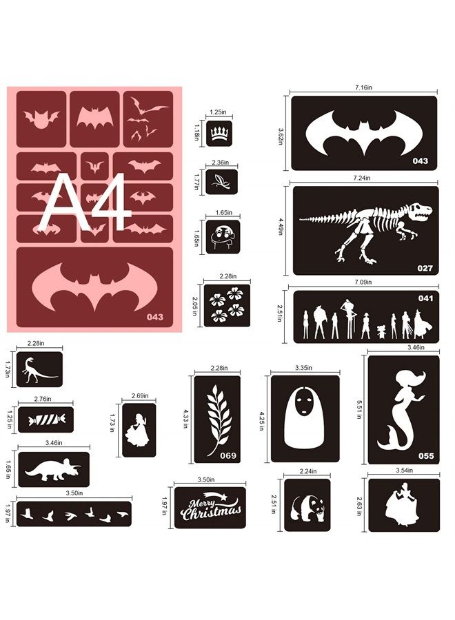 Konsait 262pcs Temporary Tattoos Stencils for Kids, Reusable Face and Body Paint Stencils Kit, Girl Boy Glitter Tattoos Stencils for Kids School Show Birthdays Halloween Christmas Party Favor Supplies - Image 2