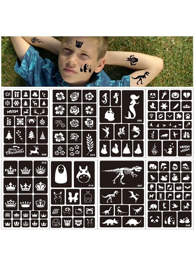 Konsait 262pcs Temporary Tattoos Stencils for Kids, Reusable Face and Body Paint Stencils Kit, Girl Boy Glitter Tattoos Stencils for Kids School Show Birthdays Halloween Christmas Party Favor Supplies - Image 4