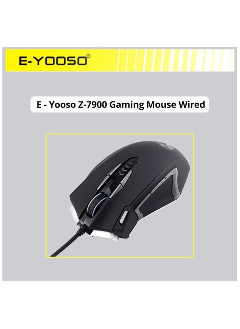 E - yooso Z-7900 Gaming Mouse Wired, 13 Programmable Buttons (8+5 Side Buttons), RGB Backlit, Marco, 10000 DPI Adjustable, Comfortable Grip Ergonomic Optical Gaming Mice with Tunable Weights, Black