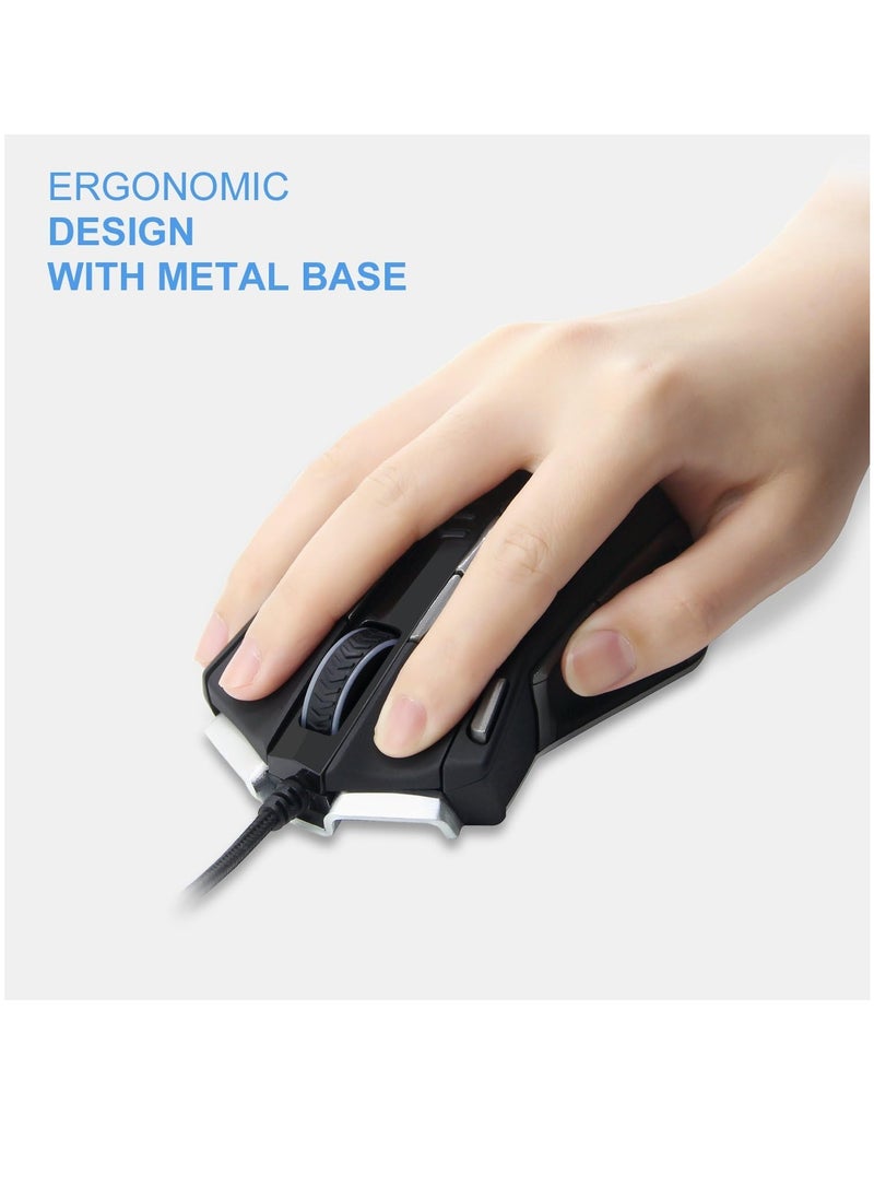 E-YOOSO - E - yooso Z-7900 Gaming Mouse Wired, 13 Programmable Buttons (8+5 Side Buttons), RGB Backlit, Marco, 10000 DPI Adjustable, Comfortable Grip Ergonomic Optical Gaming Mice with Tunable Weights, Black - Image 1