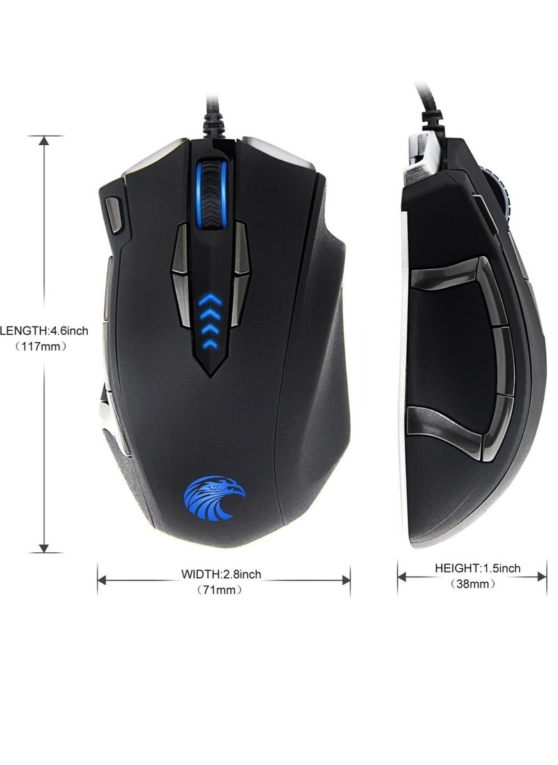 E-YOOSO - E - yooso Z-7900 Gaming Mouse Wired, 13 Programmable Buttons (8+5 Side Buttons), RGB Backlit, Marco, 10000 DPI Adjustable, Comfortable Grip Ergonomic Optical Gaming Mice with Tunable Weights, Black - Image 1