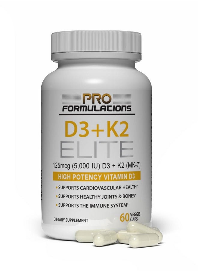 Pro Formulations MD Pro Formulations MD D3 + K2 Elite - Vitamin D3 + Vitamin K2 - 60 Day Supply - High-Potency, Bioavailable MK-7 
