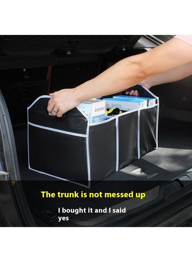 Compartmental Organizer 50x32.5x32.5 cm，Car Trunk Organizer, Foldable Storage Organizer with 3 Compartments, Large Capacity Storage Box for Auto, Portable Waterproof Bag for Cargo Trunk, for SUV, Truck, Van  - Image 4