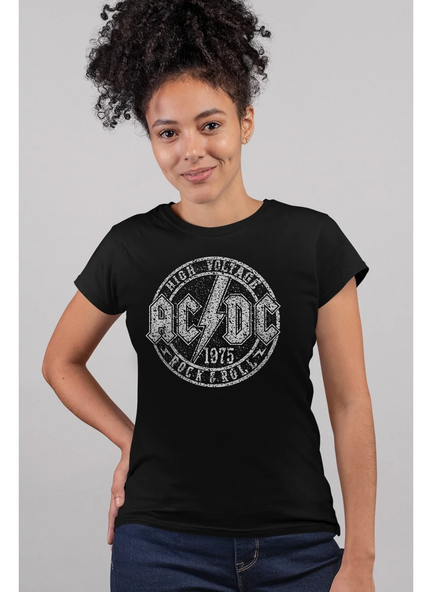 Rock&Roll In The Circle Acdc Black Short Sleeve Women's T-Shirt