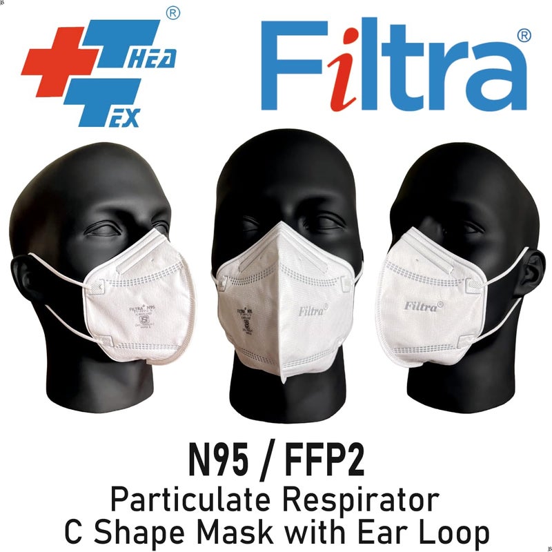 Filtra ® N95 Mask with Ear Loops | FFP2 Mask with Ear Loops | BIS Certified | 5 Layer N95 Mask | Thick Ear Loops | High Filtration | (Box of 25 Masks) - Image 4