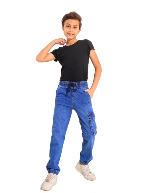 شروال باجى جينز اولادى ازرق اللون