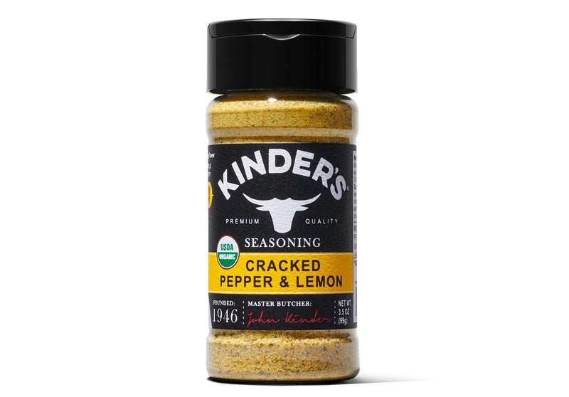 Kinder's Organic Cracked Pepper and Lemon, Premium Quality Seasoning, MSG Free and USDA Certified Organic, 3.5 oz - Image 1