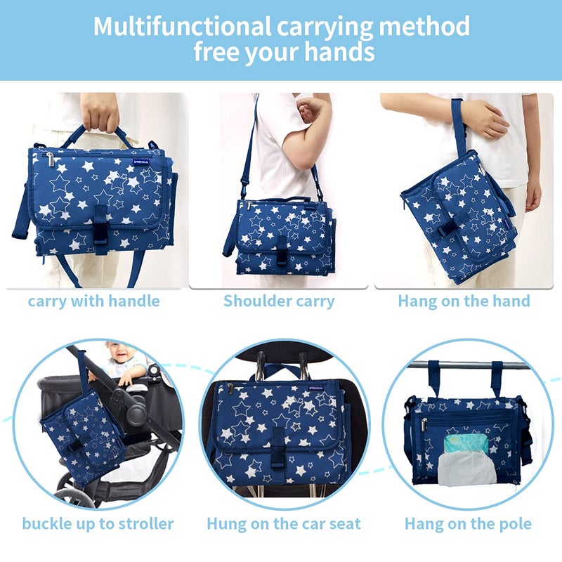 SPEENSUN Portable Changing Pad,Baby Portable Diaper Changing Pad for Boys and Girls |Long Large Changing Pad with Wipes Pocket | Lightweight and Waterproof Travel Diaper Station Kit with Cushioned Pad - Image 4