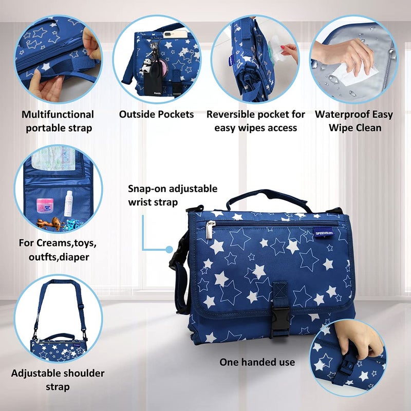 SPEENSUN Portable Changing Pad,Baby Portable Diaper Changing Pad for Boys and Girls |Long Large Changing Pad with Wipes Pocket | Lightweight and Waterproof Travel Diaper Station Kit with Cushioned Pad - Image 3