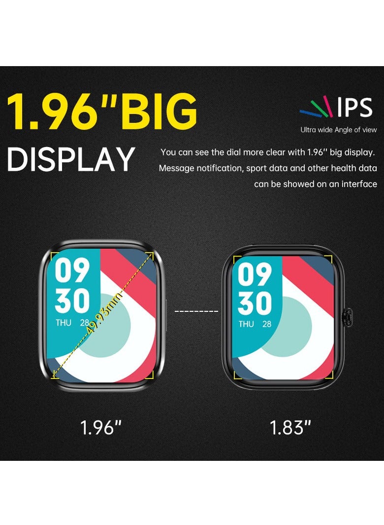 General Smart Watch for Men Women with Bluetooth Call 1.96" Full Touch Screen Fitness Tracker with Heart Rate Blood Oxygen Sleep Monitor, IP68 Waterproof Activity Tracker for Android and IOS Phones  - Image 3
