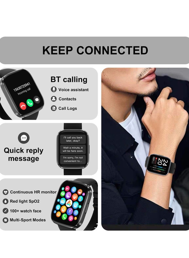 General Smart Watch for Men Women with Bluetooth Call 1.96" Full Touch Screen Fitness Tracker with Heart Rate Blood Oxygen Sleep Monitor, IP68 Waterproof Activity Tracker for Android and IOS Phones  - Image 4