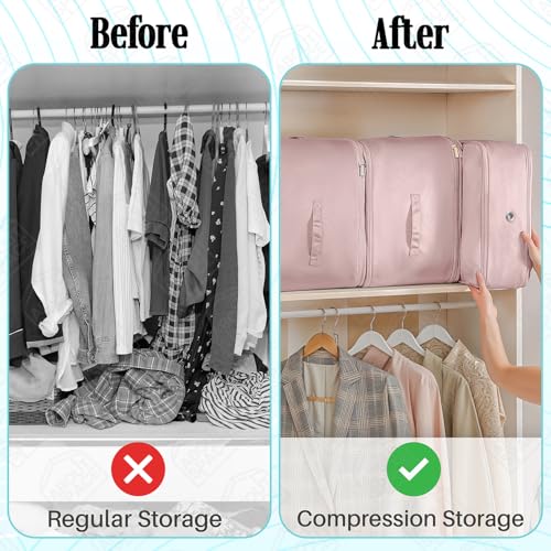 ABOUT SPACE Nylon Fabric Ultra Space Saving Self Compression Organizer - 141 L Vacuum Storage Bags - Packing Vaccine Bags for Clothes Airtight Reusable (Pink - Large - L 54 x B 42 x H 62 cm) - Image 5