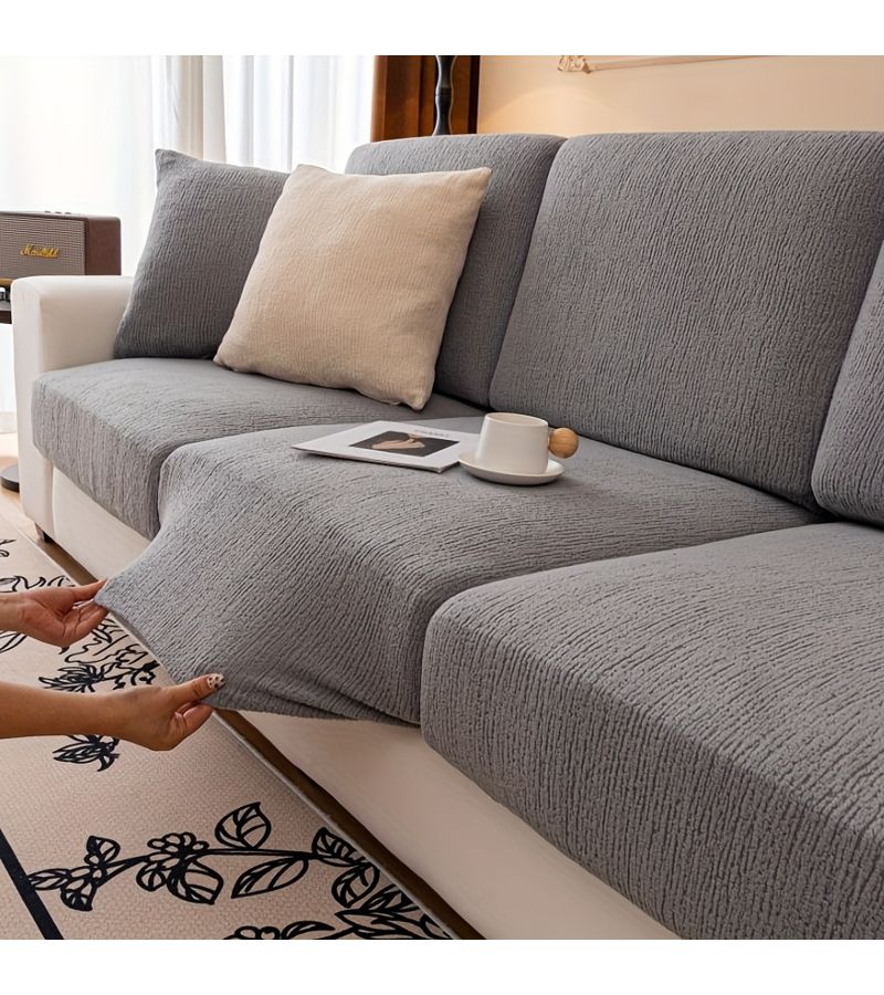 1pc Deep Gray Solid Color Pet Dog Friendly Non Slip Sofa Slipcover Four Seat Cover XL Summer Pat Print Smooth Sofa Protector Furniture Cover for Living Room Bedroom Office - Image 4