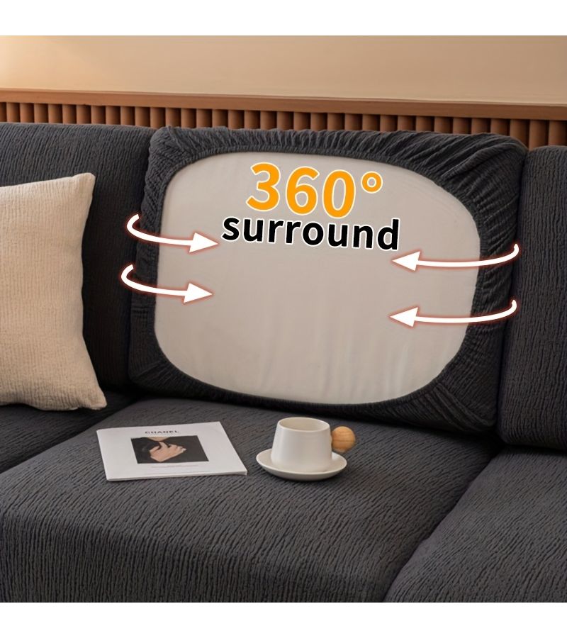 1pc Deep Gray Solid Color Pet Dog Friendly Non Slip Sofa Slipcover Four Seat Cover XL Summer Pat Print Smooth Sofa Protector Furniture Cover for Living Room Bedroom Office - Image 2