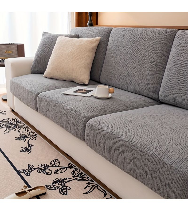 1pc Deep Gray Solid Color Pet Dog Friendly Non Slip Sofa Slipcover Four Seat Cover XL Summer Pat Print Smooth Sofa Protector Furniture Cover for Living Room Bedroom Office - Image 3