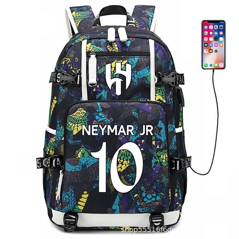 Football Star Backpack for Kids & Adults - Large Capacity Sports Backpack with USB Port, Waterproof Oxford Fabric, Breathable & Durable, Ideal for Soccer, Basketball, Gym, Travel
