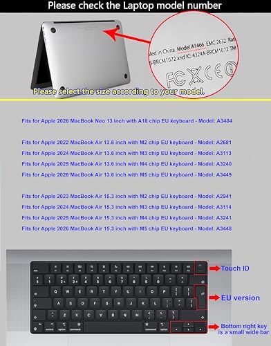 XSKN Arabic Black EU Version Silicone Keyboard Cover for Apple MacBook Air 13/15 inch with M5/M4/M3/M2 Chip and MacBook Neo with A18 Pro Chip - Image 5
