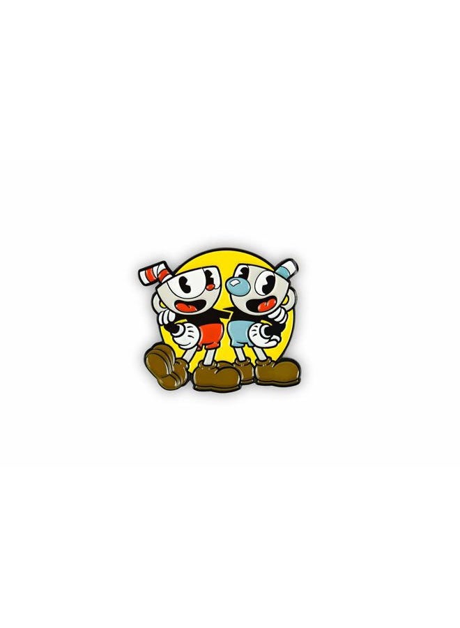 Cuphead & Mugman Metal Enamel Pin | Official Video Game Collectible Pin | Measures 2 Inches - Image 2