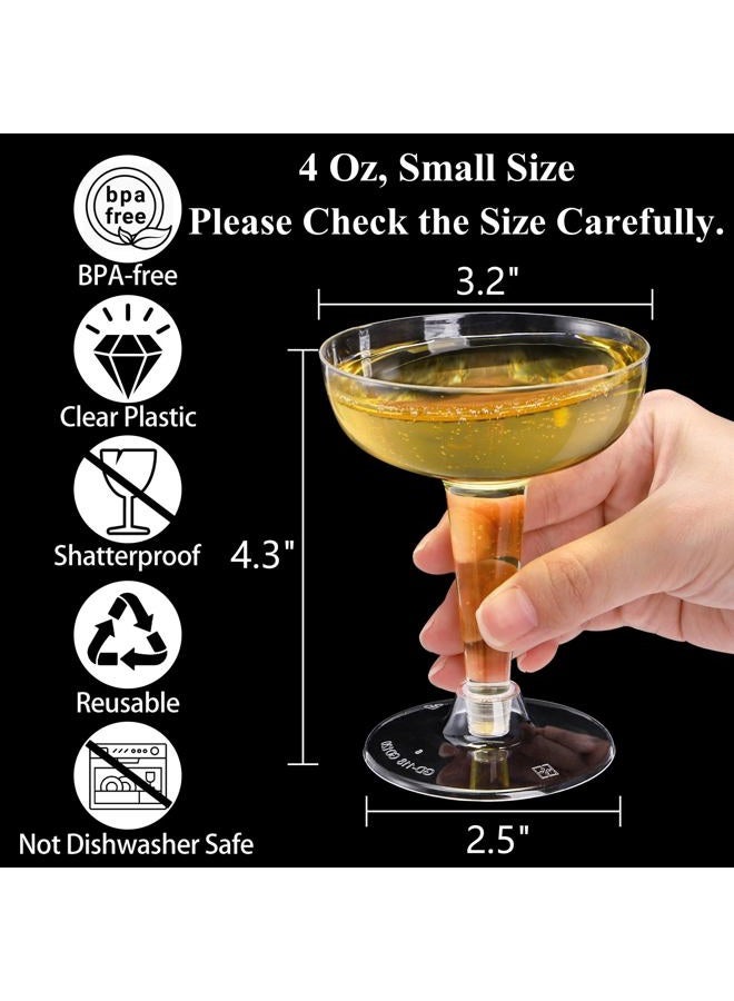 Hacaroa 75 Pack Plastic Champagne Coupe, 4 Oz Champagne Glasses Cocktail Glasses, Disposable Party Stem Cups Dessert Cups for Martini, Margarita, Birthday, Wedding - Image 2