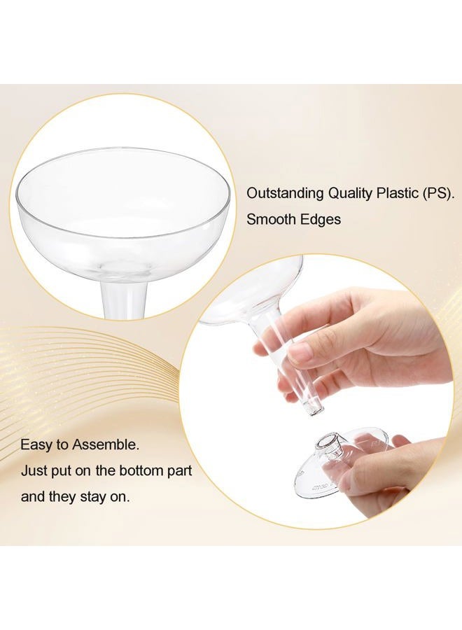 Hacaroa 75 Pack Plastic Champagne Coupe, 4 Oz Champagne Glasses Cocktail Glasses, Disposable Party Stem Cups Dessert Cups for Martini, Margarita, Birthday, Wedding - Image 3