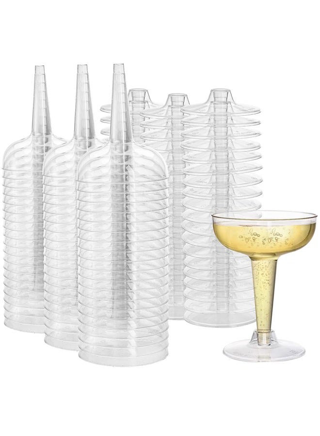 Hacaroa 75 Pack Plastic Champagne Coupe, 4 Oz Champagne Glasses Cocktail Glasses, Disposable Party Stem Cups Dessert Cups for Martini, Margarita, Birthday, Wedding - Image 1