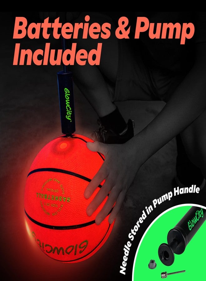 GlowCity Glow in The Dark Basketball - Size 7 Light Up Ball for Teen Boys Gifts, Adults - Red Glow for Outdoor Games - Sports Birthday Gift Ideas for Boys Ages 12 13 14 15 Basketball Gear Accessories - Image 3